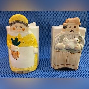 Vintage farmer and wife salt & pepper set